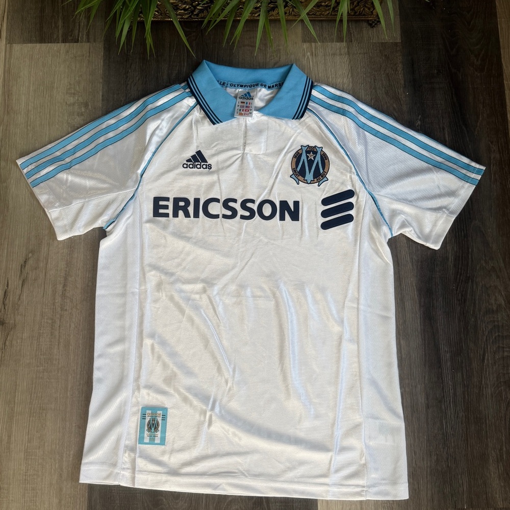Olympique Marseille 1998-1999 Home Retro Soccer Jersey Adidas Vtg Football Shirt